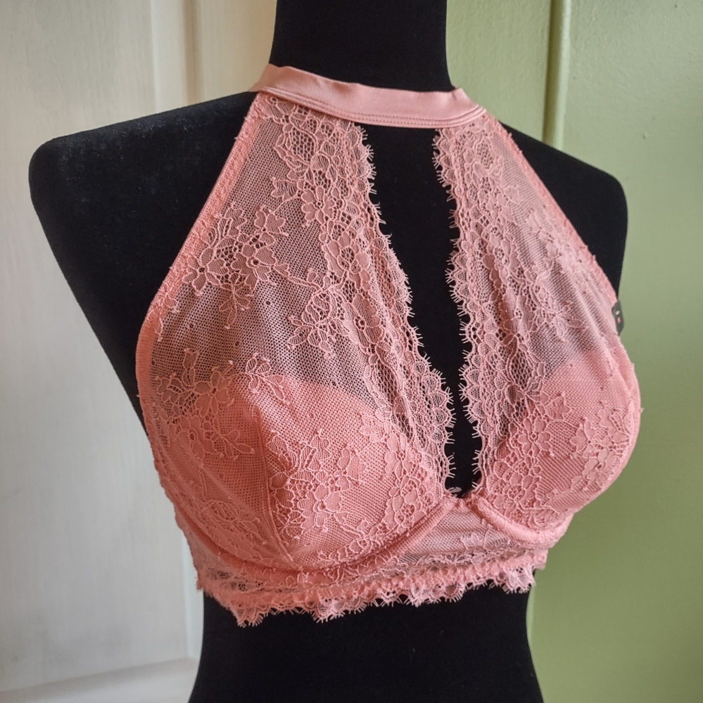 La SENZA Size Medium Salmon Pink Coloured Lace Bralette